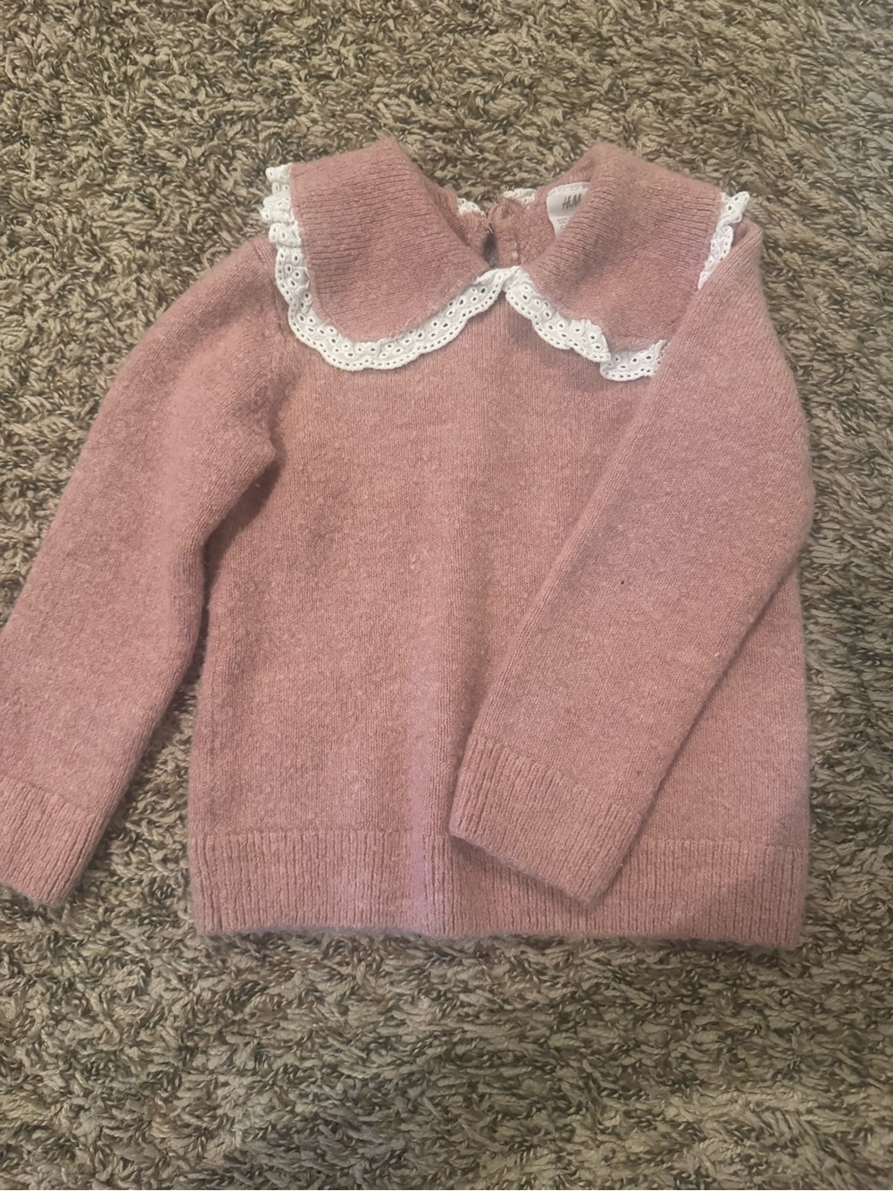 H&M Dusty Pink Sweater with Lace Collar